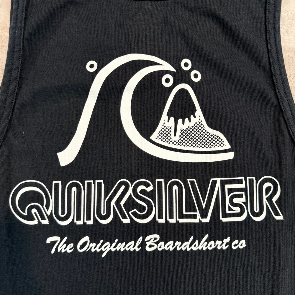 Quiksilver Mens Tank Top Black Graphic Surf Logo Small - Picture 7 of 9